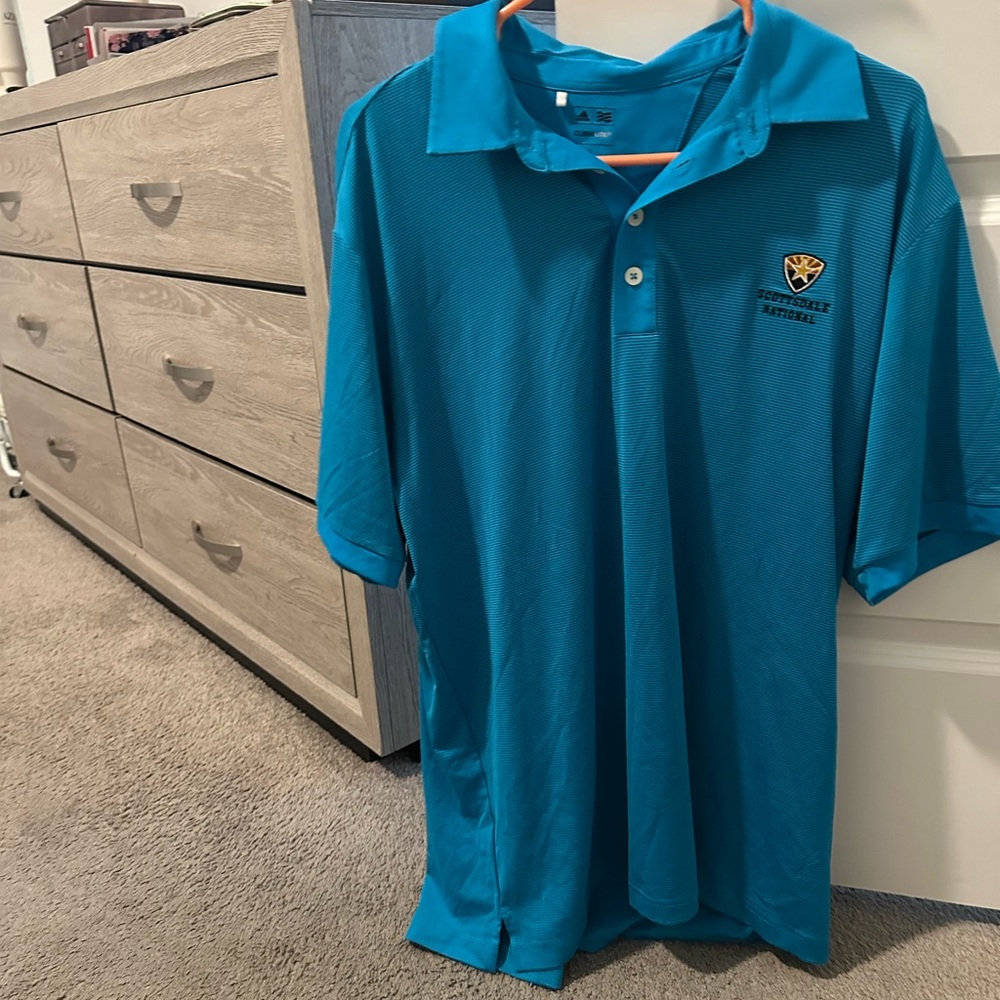 Blue Polo Shirt with Embroidered Logo